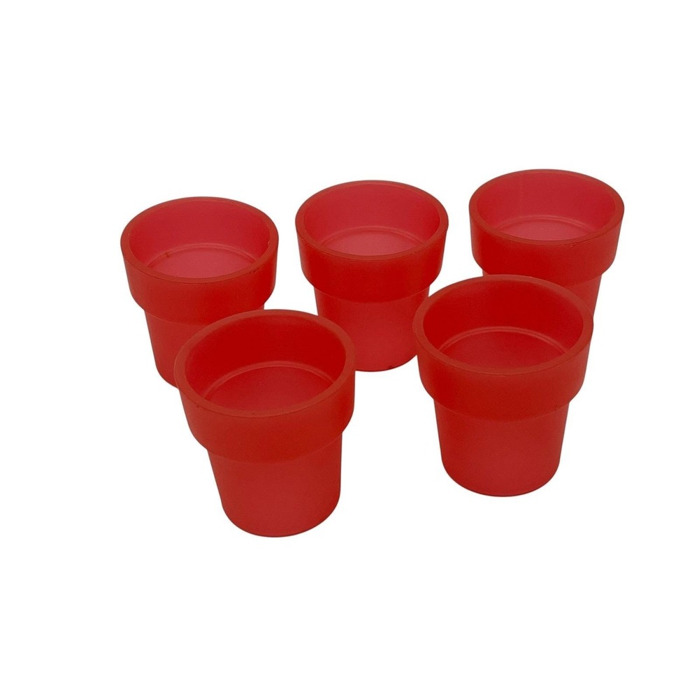 5x Vintage Tupperware Red Bell Tumbler Sippy Cup Lids/Inserts